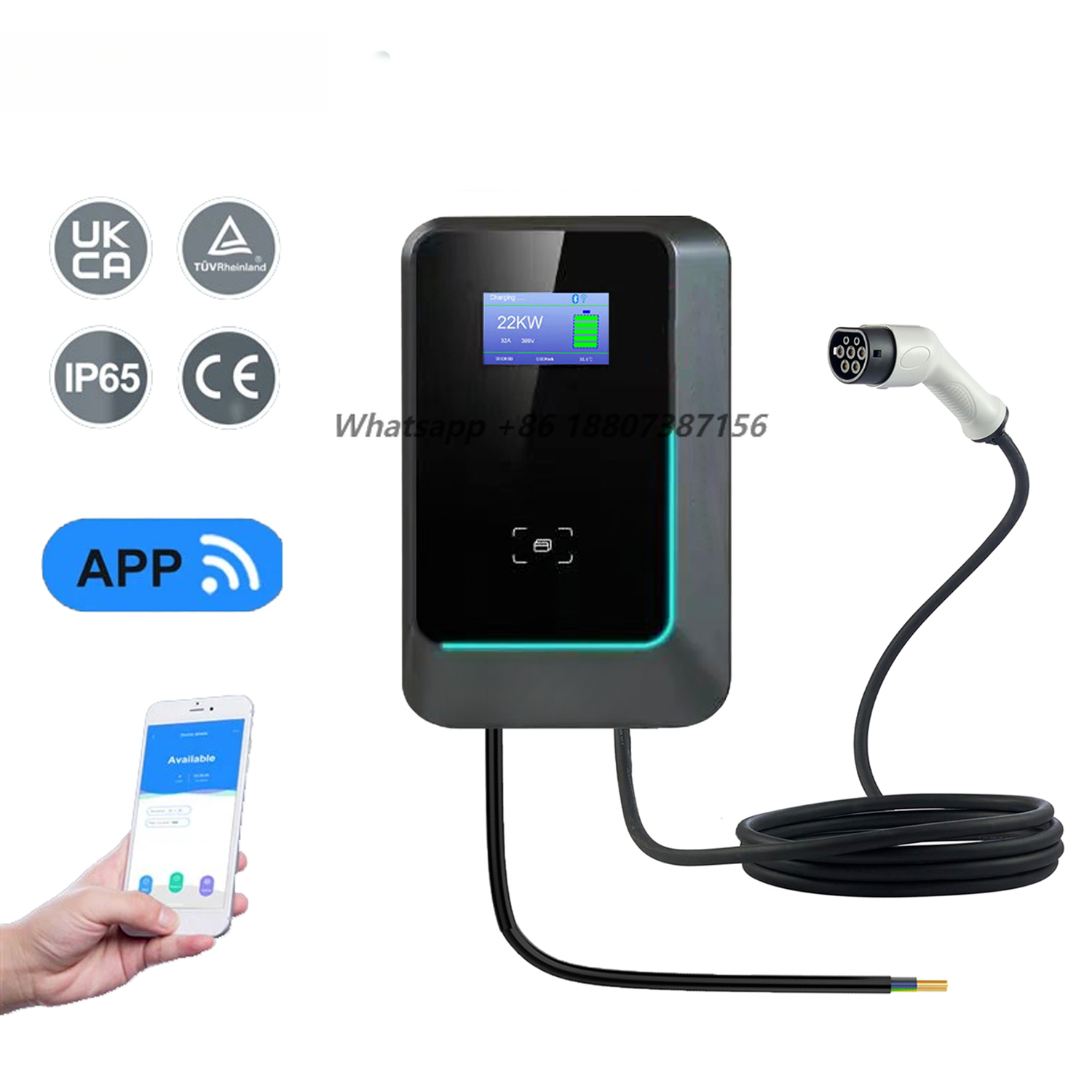 22Kw Wallbox Type 2 Ocpp Rfid - محطة شحن سيارات كهربائية من بوميرن